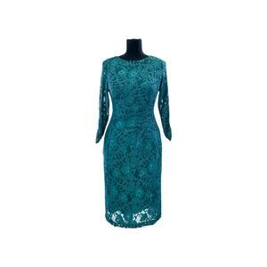 Tahari Arthur S. Levine Emerald Green Lace Sheath Dress Size 2